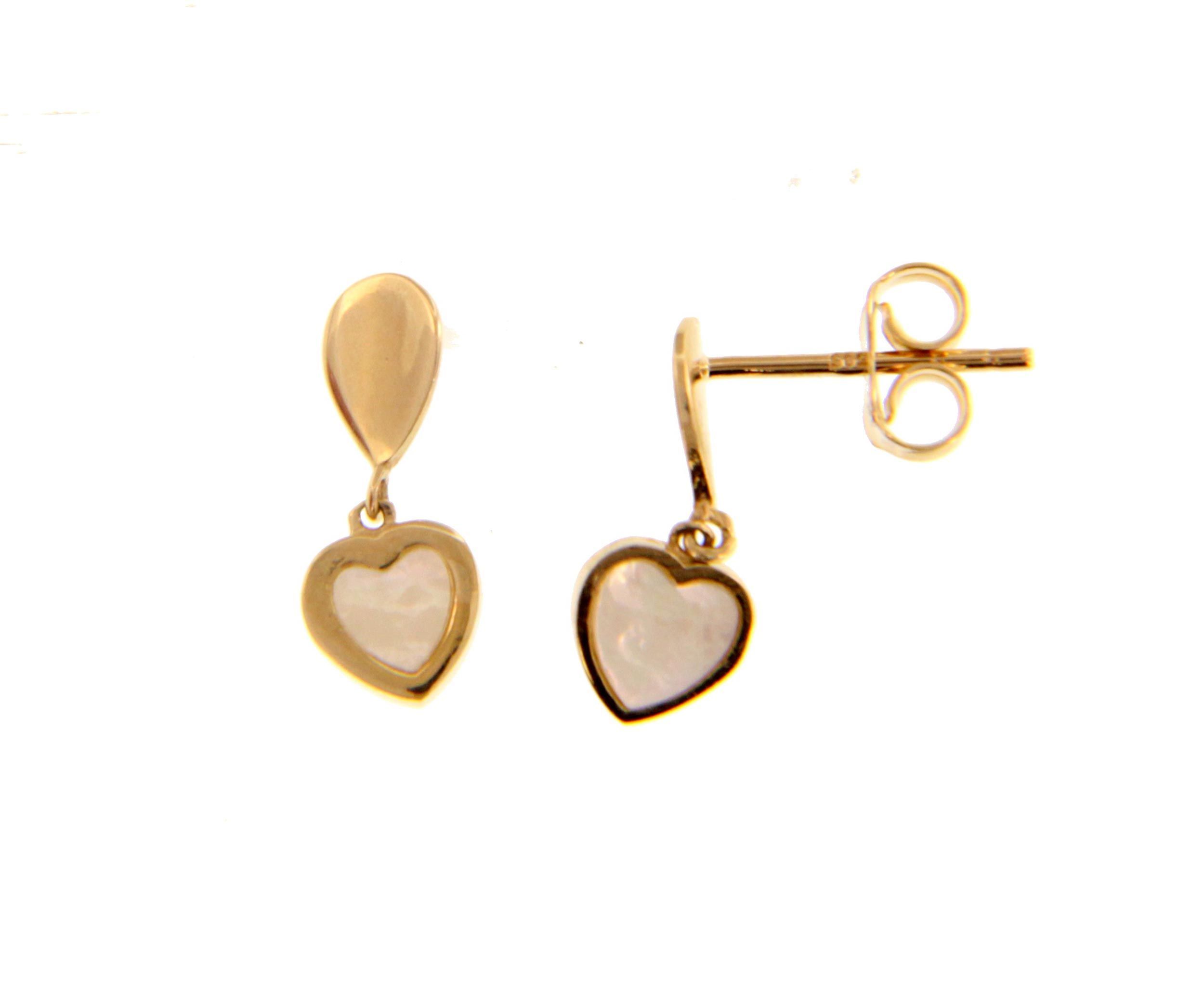 Χρυσά σκουλαρίκια καρδιές κ14 (code S237474)